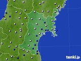 宮城県のアメダス実況(風向・風速)(2015年03月14日)