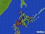 北海道地方のアメダス実況(日照時間)(2015年03月22日)