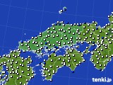 中国地方のアメダス実況(風向・風速)(2015年03月27日)