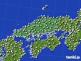 中国地方のアメダス実況(風向・風速)(2015年04月04日)