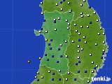 秋田県のアメダス実況(風向・風速)(2015年04月18日)