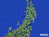 東北地方のアメダス実況(風向・風速)(2015年05月10日)