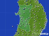 秋田県のアメダス実況(風向・風速)(2015年06月11日)