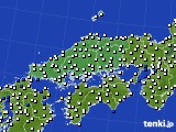 中国地方のアメダス実況(風向・風速)(2015年06月13日)