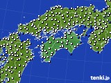 四国地方のアメダス実況(風向・風速)(2015年06月25日)