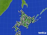 北海道地方のアメダス実況(風向・風速)(2015年07月08日)
