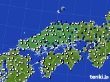中国地方のアメダス実況(風向・風速)(2015年07月13日)