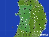 秋田県のアメダス実況(風向・風速)(2015年07月13日)