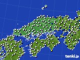 中国地方のアメダス実況(風向・風速)(2015年07月21日)