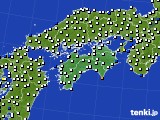 四国地方のアメダス実況(風向・風速)(2015年07月22日)