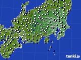 関東・甲信地方のアメダス実況(風向・風速)(2015年07月25日)