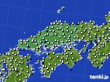 中国地方のアメダス実況(風向・風速)(2015年07月25日)