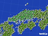 2015年07月28日の中国地方のアメダス(風向・風速)