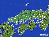 中国地方のアメダス実況(風向・風速)(2015年07月28日)