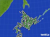 北海道地方のアメダス実況(風向・風速)(2015年08月03日)