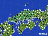 中国地方のアメダス実況(風向・風速)(2015年08月08日)