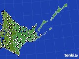 道東のアメダス実況(風向・風速)(2015年08月08日)