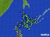 北海道地方のアメダス実況(日照時間)(2015年08月10日)