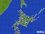 北海道地方のアメダス実況(風向・風速)(2015年08月10日)