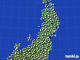 東北地方のアメダス実況(風向・風速)(2015年08月10日)