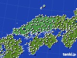 中国地方のアメダス実況(風向・風速)(2015年08月14日)