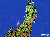 東北地方のアメダス実況(気温)(2015年08月18日)