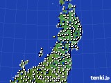 東北地方のアメダス実況(風向・風速)(2015年08月18日)