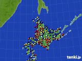 北海道地方のアメダス実況(日照時間)(2015年08月21日)