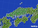 中国地方のアメダス実況(風向・風速)(2015年08月21日)