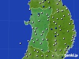 秋田県のアメダス実況(風向・風速)(2015年08月24日)