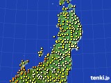 東北地方のアメダス実況(気温)(2015年08月25日)