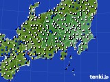 関東・甲信地方のアメダス実況(風向・風速)(2015年08月25日)