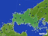 山口県のアメダス実況(風向・風速)(2015年08月25日)