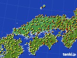 2015年08月29日の中国地方のアメダス(気温)