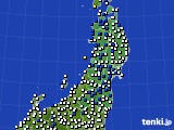 2015年09月02日の東北地方のアメダス(風向・風速)