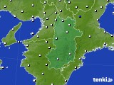 2015年09月02日の奈良県のアメダス(風向・風速)