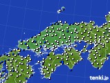 中国地方のアメダス実況(風向・風速)(2015年09月08日)