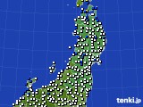 東北地方のアメダス実況(風向・風速)(2015年09月10日)