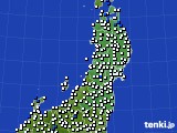 東北地方のアメダス実況(風向・風速)(2015年09月12日)