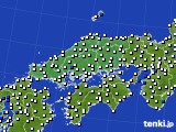 中国地方のアメダス実況(風向・風速)(2015年09月12日)