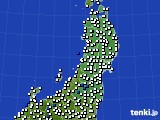 2015年09月13日の東北地方のアメダス(風向・風速)