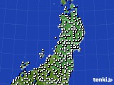 2015年09月18日の東北地方のアメダス(風向・風速)