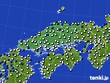 中国地方のアメダス実況(風向・風速)(2015年10月01日)