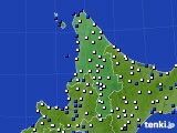 2015年10月01日の道北のアメダス(風向・風速)
