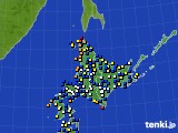 北海道地方のアメダス実況(風向・風速)(2015年10月02日)