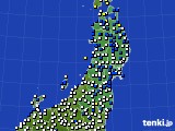 東北地方のアメダス実況(風向・風速)(2015年10月02日)