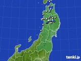 2015年10月03日の東北地方のアメダス(降水量)