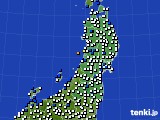 2015年10月03日の東北地方のアメダス(風向・風速)