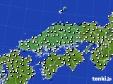 中国地方のアメダス実況(風向・風速)(2015年10月03日)