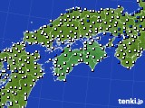 2015年10月07日の四国地方のアメダス(風向・風速)